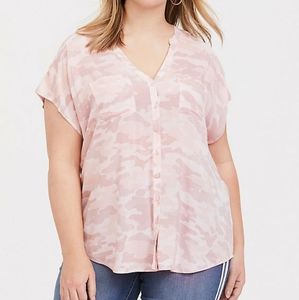Torrid Camo Challis Dolman Blouse